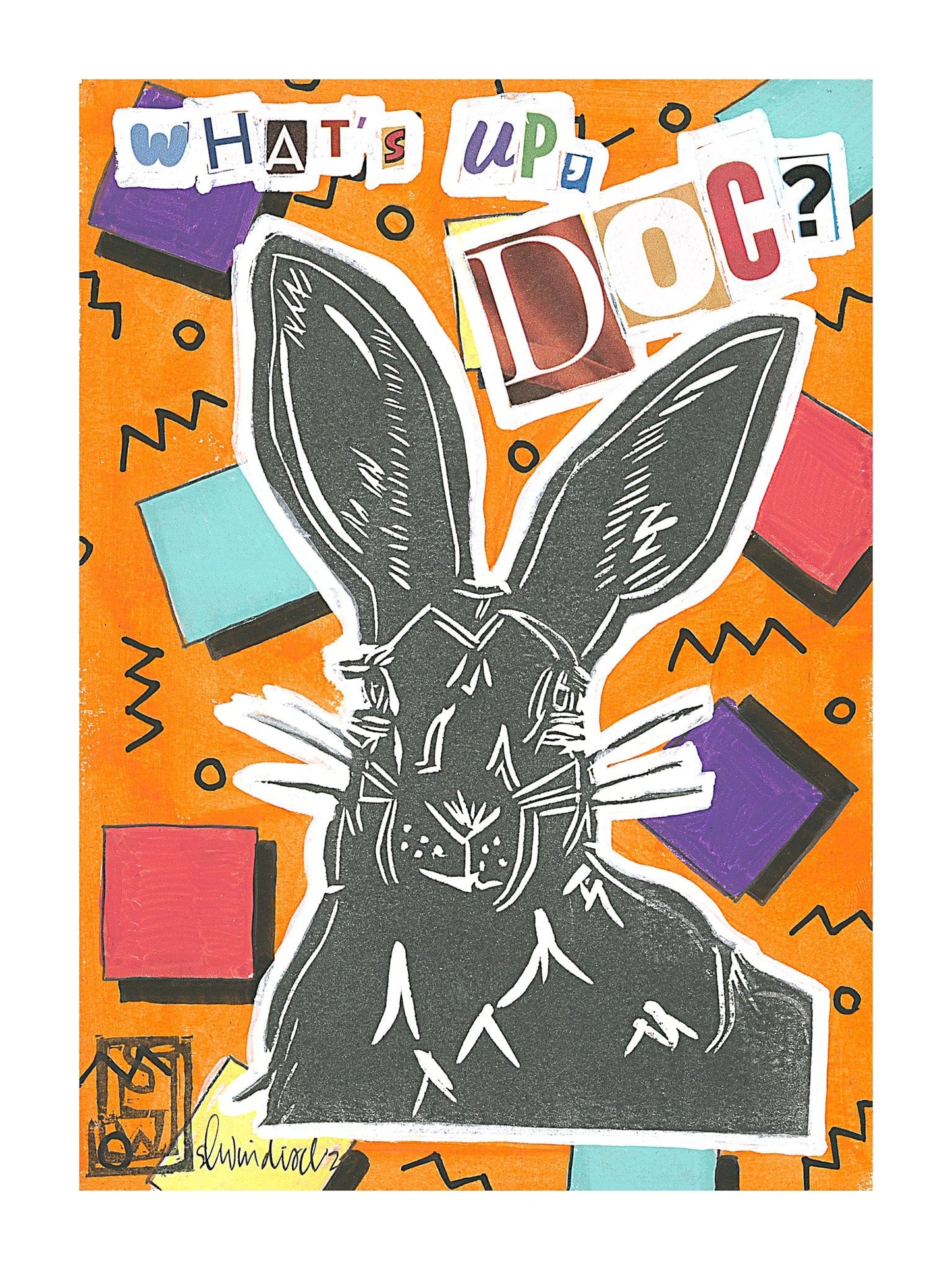 Sarah Louise Windisch | Printmaker Original Artwork Catchphrase Hare - Orange Original Artwork - Home on the Range Series