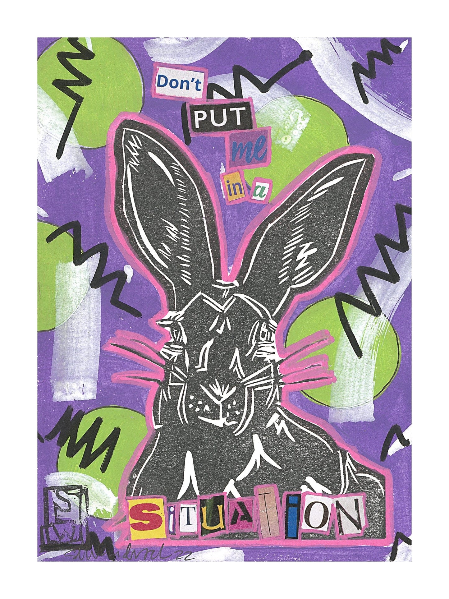 Sarah Louise Windisch | Printmaker Original Artwork Hare-y Situation - Purple Original Artwork - Home on the Range Series