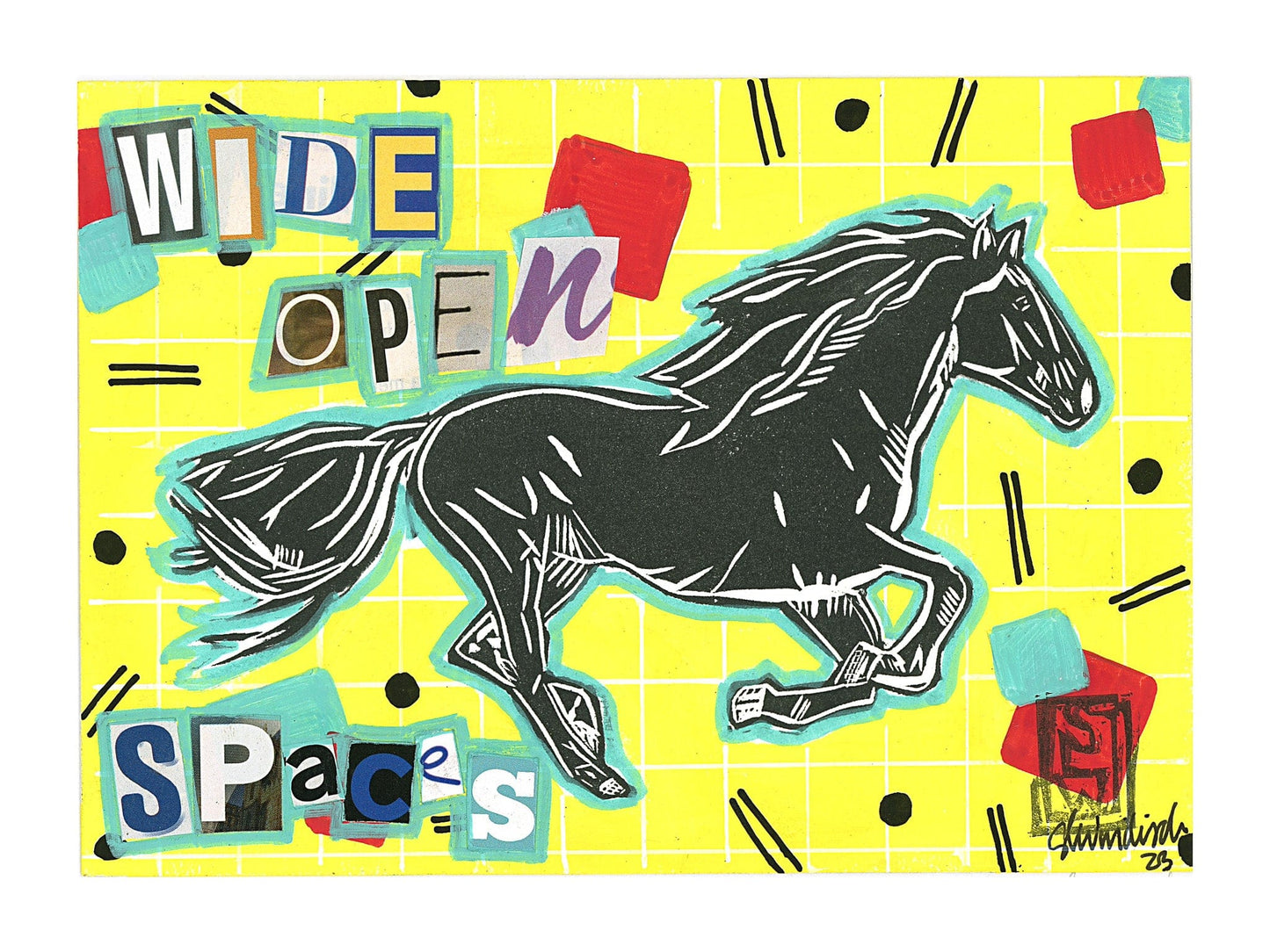 Sarah Louise Windisch | Printmaker Original Artwork Wide Open Spaces Horse - Yellow Original Artwork - Home on the Range Series