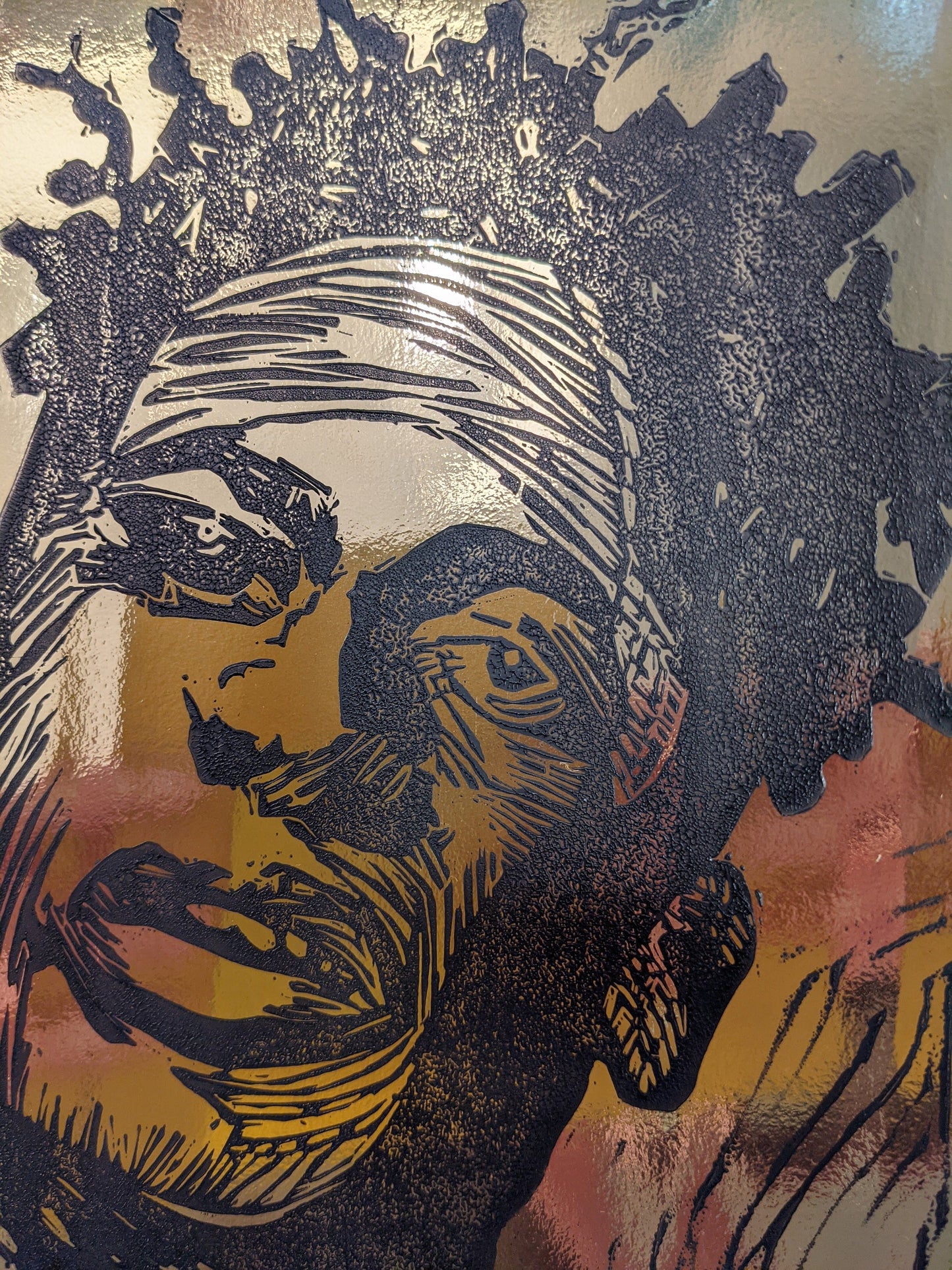 Original Artwork - Jon Batiste Portrait on Gold Foil