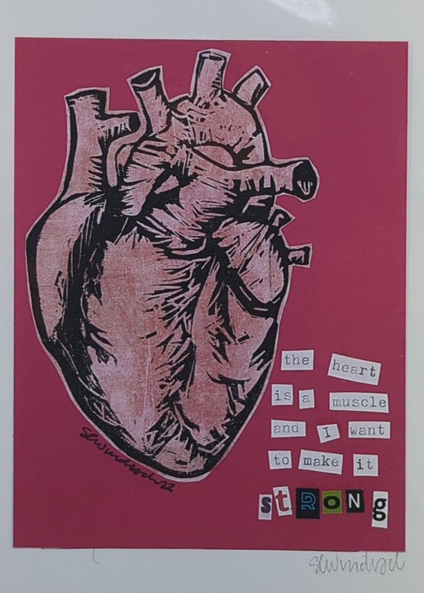 Sarah Louise Windisch | Printmaker art print the heart is a muscle Art Prints